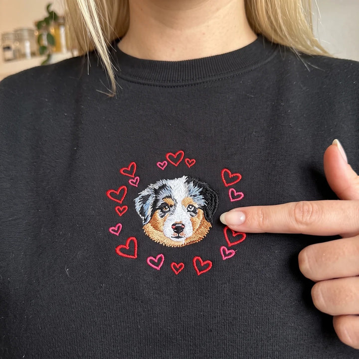 Sweat-shirt brodé avec portrait d'animal de compagnie - Un amour éternel pour les animaux de compagnie
