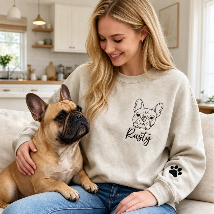 Sweat-shirt brodé avec portrait d'animal de compagnie, un cadeau pour les amoureux des animaux