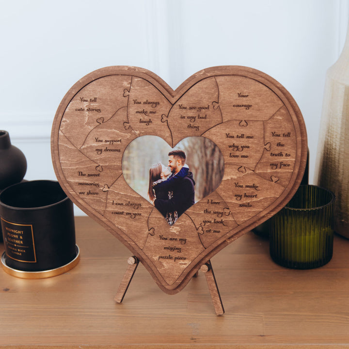 12 raisons pour lesquelles je t'aime - Puzzle en bois unique - Cadeau de Saint-Valentin pour lui/elle