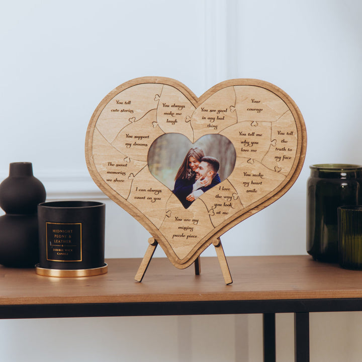 12 raisons pour lesquelles je t'aime - Puzzle en bois unique - Cadeau de Saint-Valentin pour lui/elle