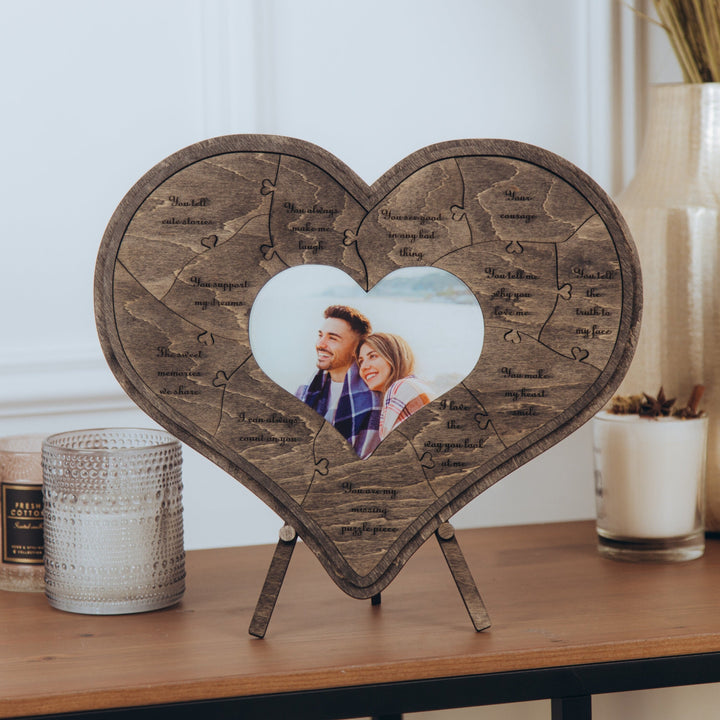 12 raisons pour lesquelles je t'aime - Puzzle en bois unique - Cadeau de Saint-Valentin pour lui/elle