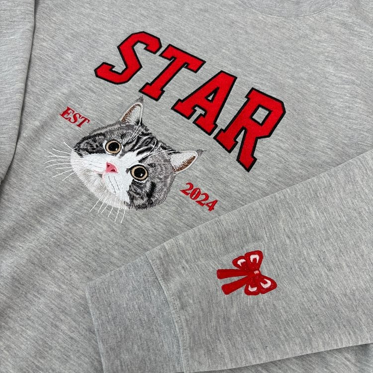 Sweat-shirt brodé personnalisé avec le visage et le nom de votre animal de compagnie, cadeau souvenir pour les amoureux des animaux
