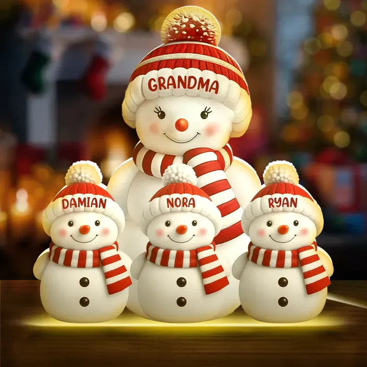 Boîte lumineuse de Noël personnalisée en forme de bonhomme de neige pour la famille