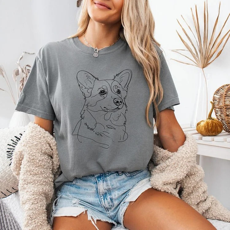 Sweat à capuche impression personnalisé avec contour d'animal de compagnie – Sweat-shirt/t-shirt à point unique.