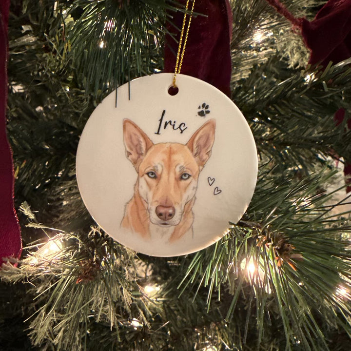 Décoration de Noël personnalisée avec portrait d’animal – Souvenir commémoratif effet aquarelle