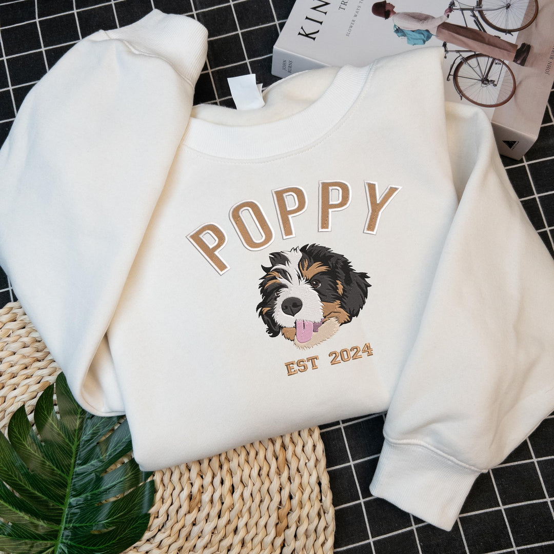 Sweat-shirt brodé personnalisé avec portrait de votre animal de compagnie – un souvenir parfait pour les amoureux des animaux