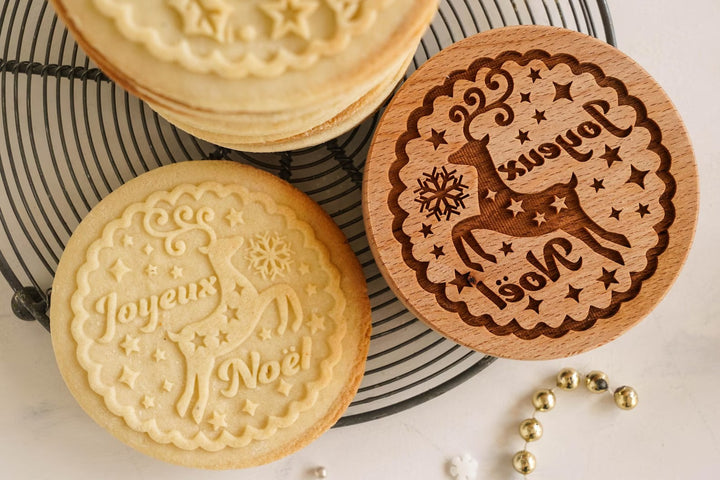 Tampons à biscuits en bois sculpté – rennes, pâtisserie de Noël