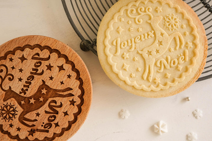Tampons à biscuits en bois sculpté – rennes, pâtisserie de Noël