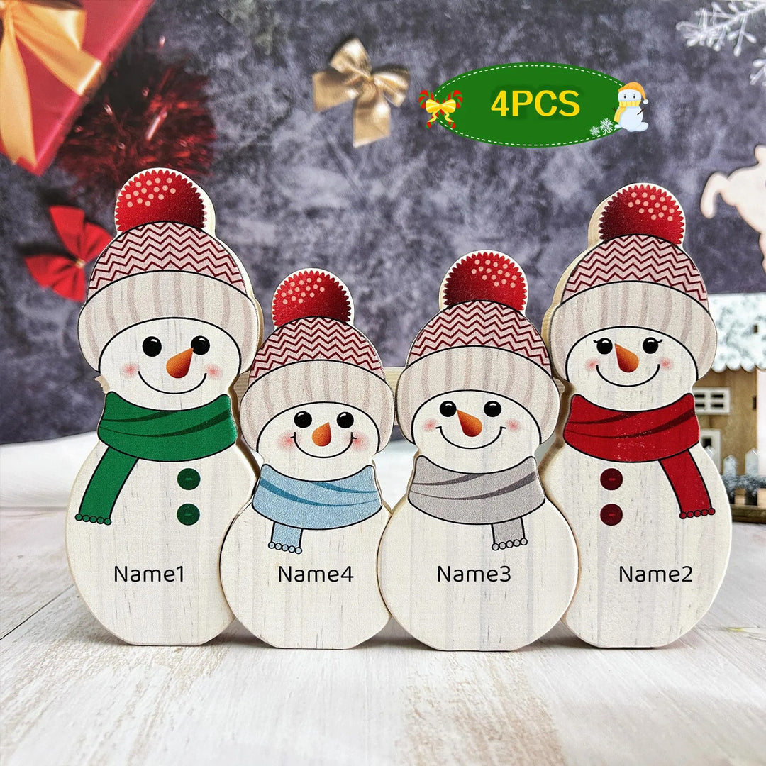 Puzzle de Noël personnalisé en bois, bonhomme de neige, cadeaux pour la famille