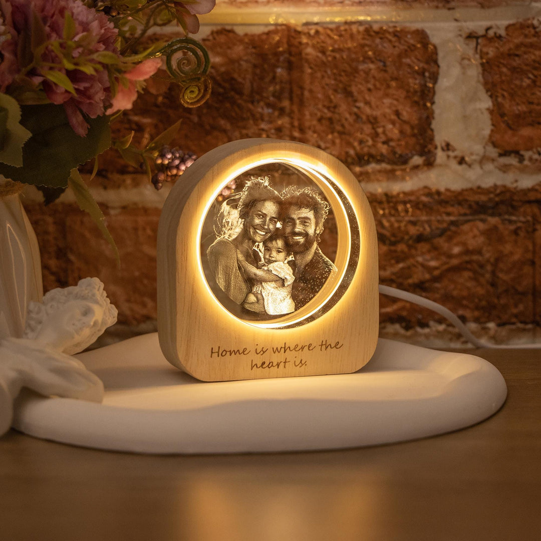 Portrait photo 3D personnalisé en cristal LED, cadeau pour un être cher