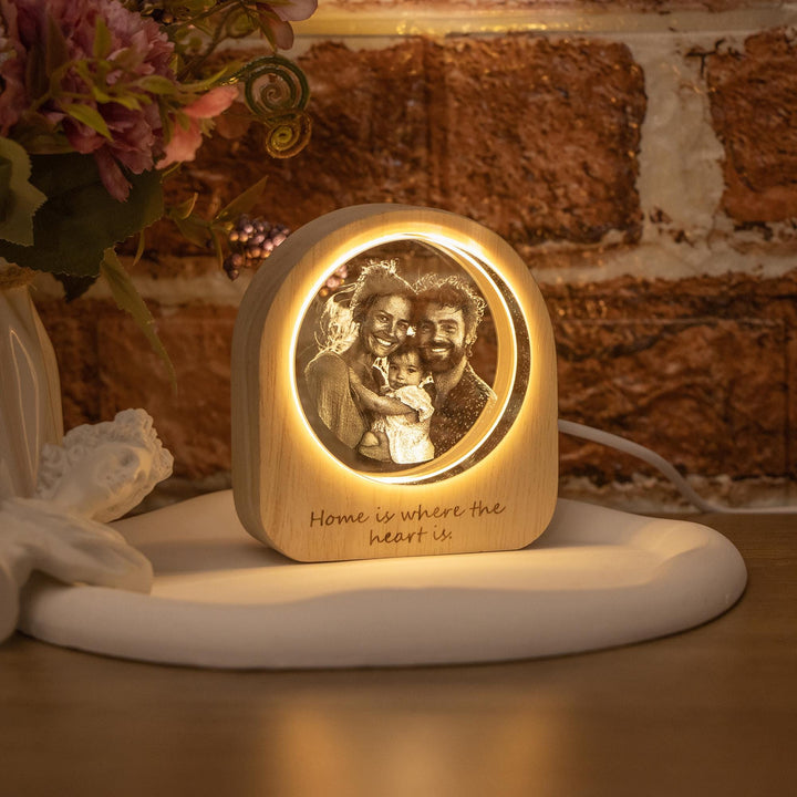 Portrait photo 3D personnalisé en cristal LED, cadeau pour un être cher