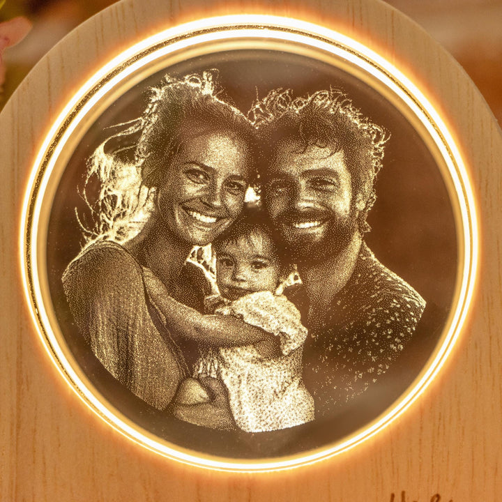 Portrait photo 3D personnalisé en cristal LED, cadeau pour un être cher