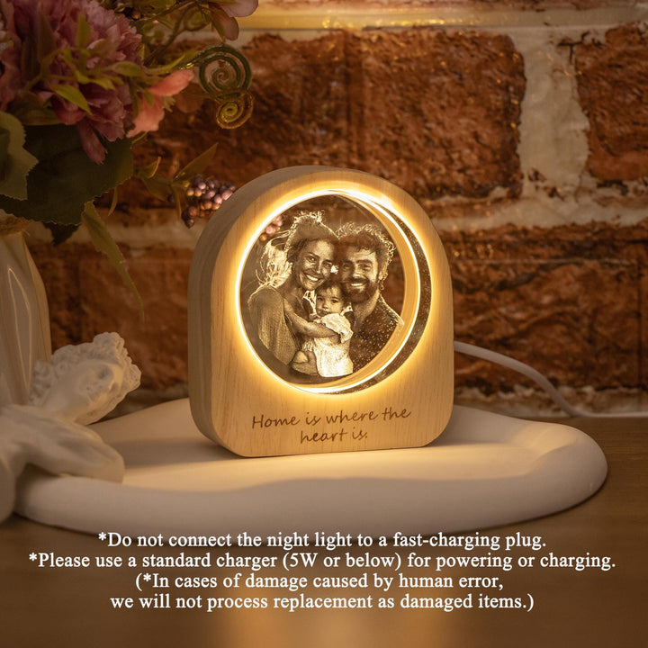 Portrait photo 3D personnalisé en cristal LED, cadeau pour un être cher