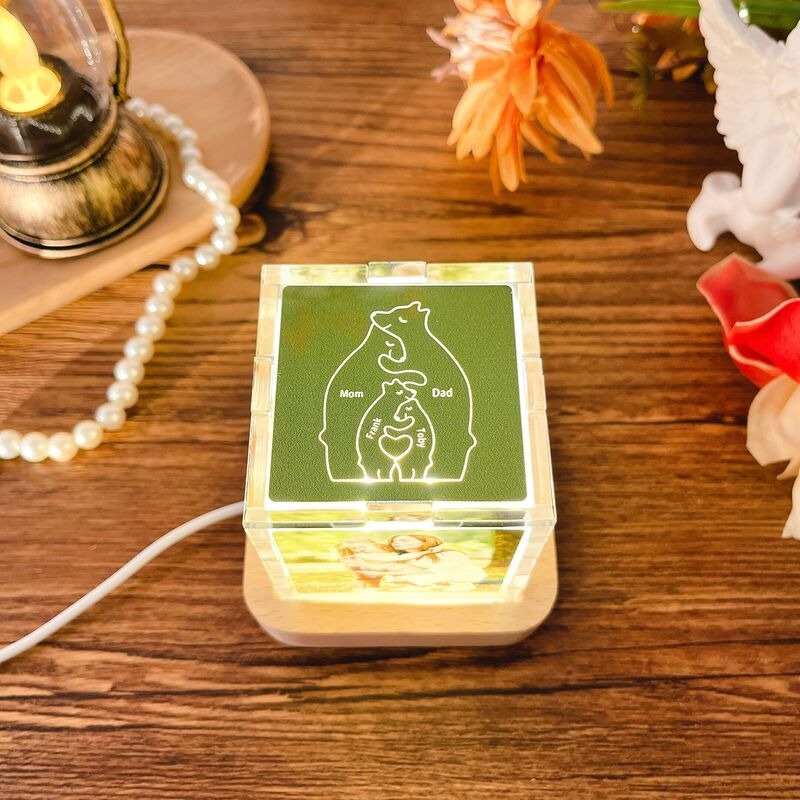 Veilleuse acrylique avec photo personnalisée,pour papa/mama