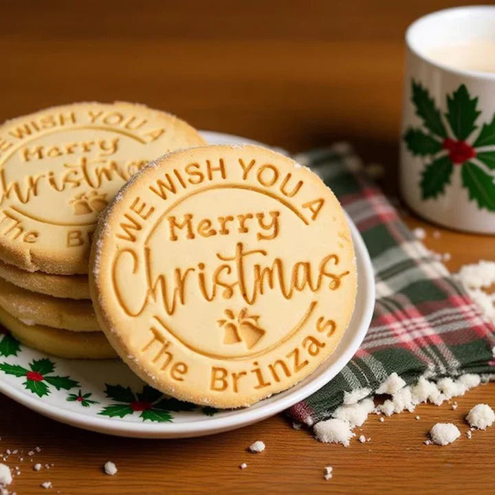 Ensemble de tampons à biscuits de Noël personnalisés avec nom de famille personnalisé, cadeau de pâtisserie pour les fêtes