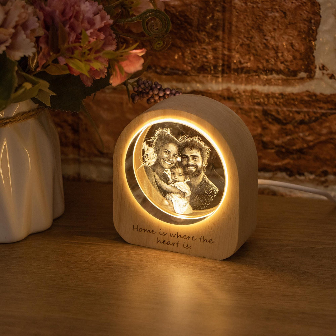 Portrait photo 3D personnalisé en cristal LED, cadeau pour un être cher