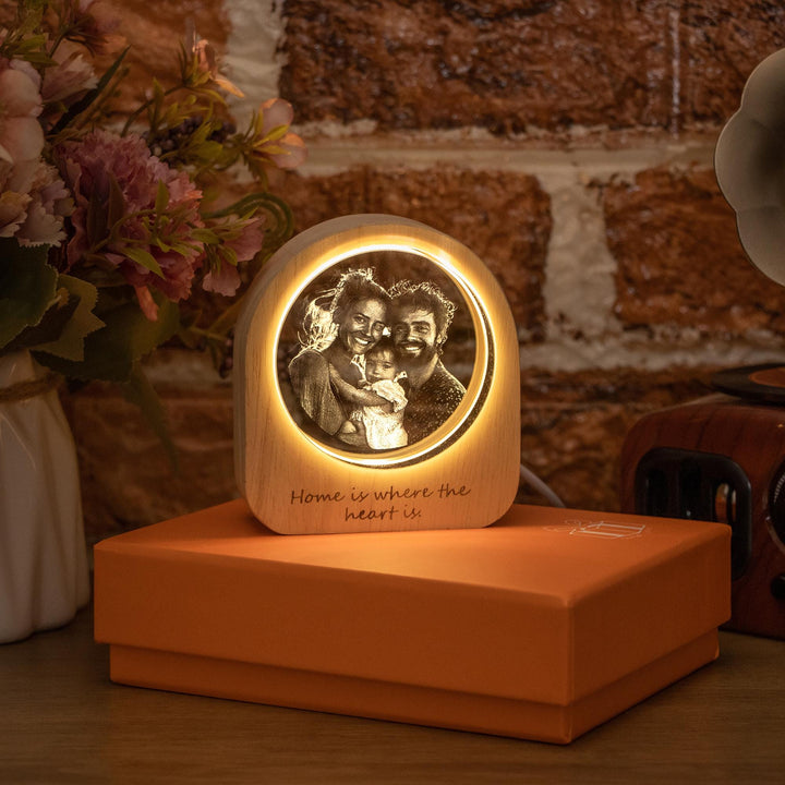 Portrait photo 3D personnalisé en cristal LED, cadeau pour un être cher