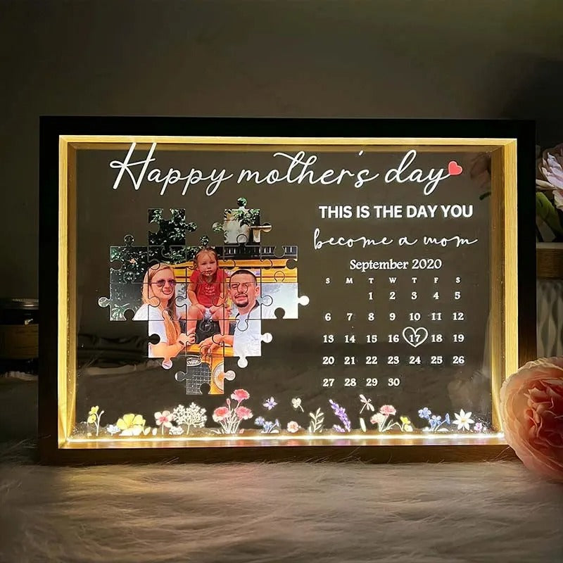 LE JOUR OÙ TU ES devenue maman-Boîte lumineuse personnalisée pour parents