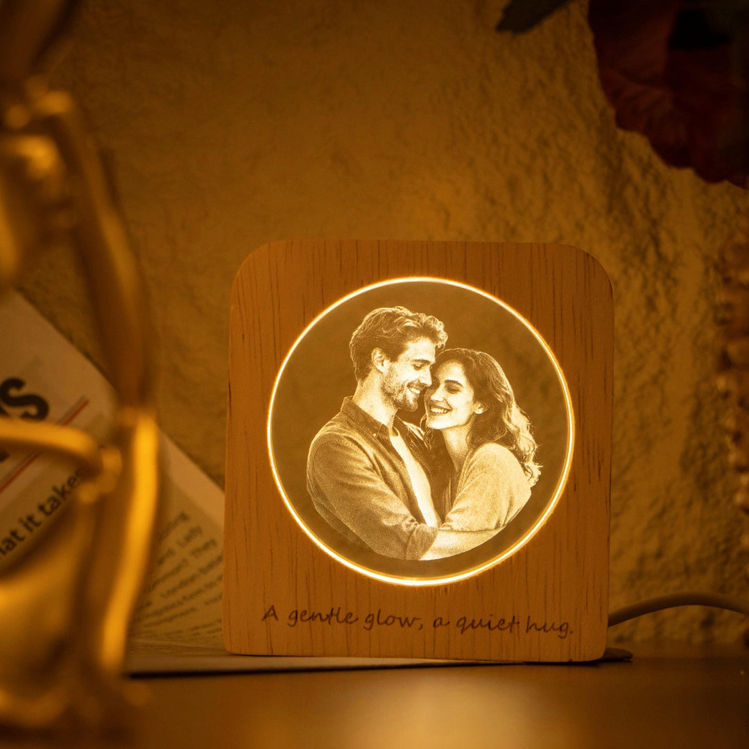 Portrait photo 3D personnalisé en cristal LED, cadeau pour un être cher