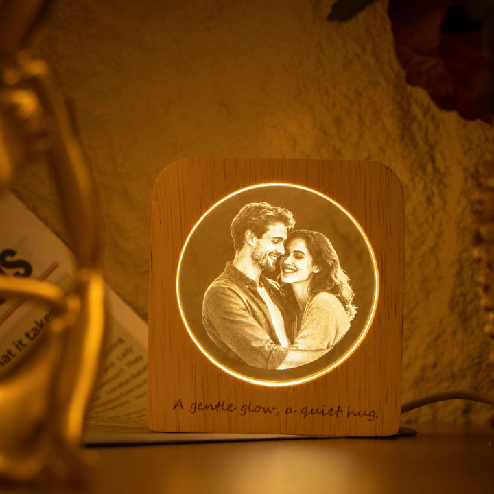 Portrait photo 3D personnalisé en cristal LED, cadeau pour un être cher