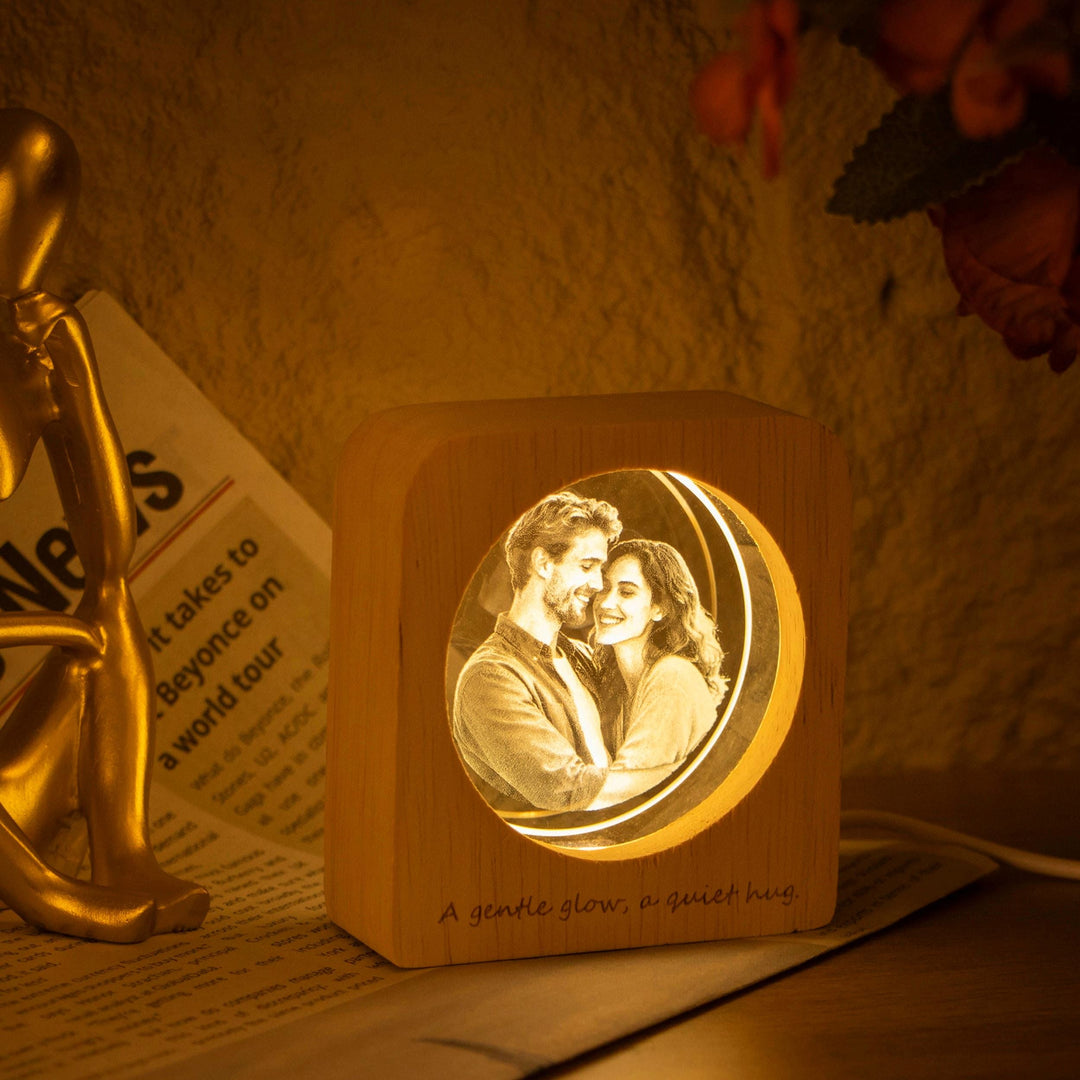 Portrait photo 3D personnalisé en cristal LED, cadeau pour un être cher