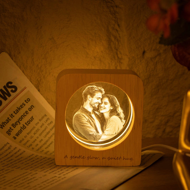 Portrait photo 3D personnalisé en cristal LED, cadeau pour un être cher