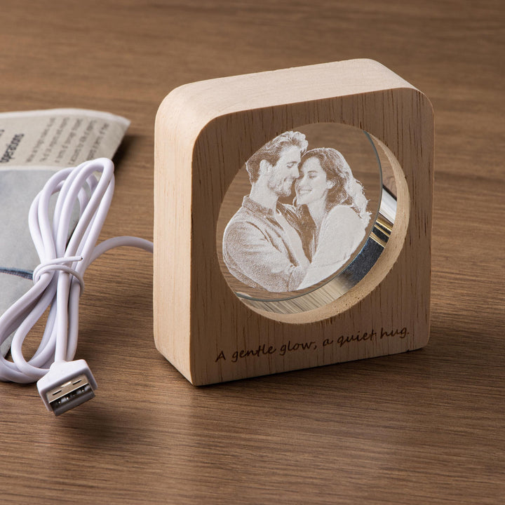 Portrait photo 3D personnalisé en cristal LED, cadeau pour un être cher