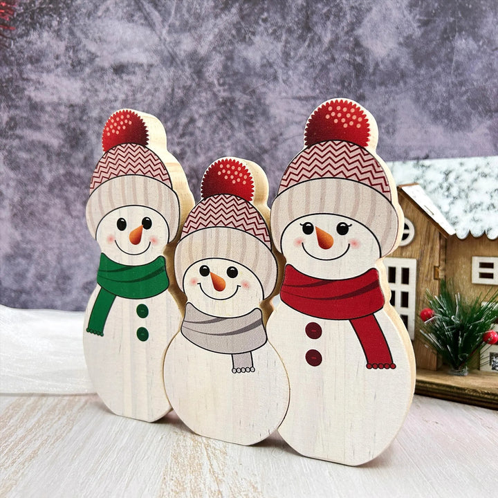Puzzle de Noël personnalisé en bois, bonhomme de neige, cadeaux pour la famille
