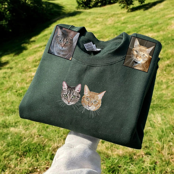 Sweatshirt / Tee portrait d’animal Broderie de couleur,chien/chat