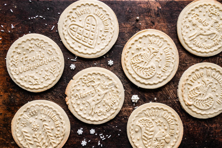 Tampon à biscuits en bois gravé – Motif Renard Joyeux Noël