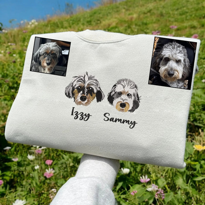 Sweatshirt / Tee portrait d’animal Broderie de couleur,chien/chat