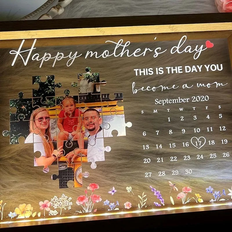 LE JOUR OÙ TU ES devenue maman-Boîte lumineuse personnalisée pour parents