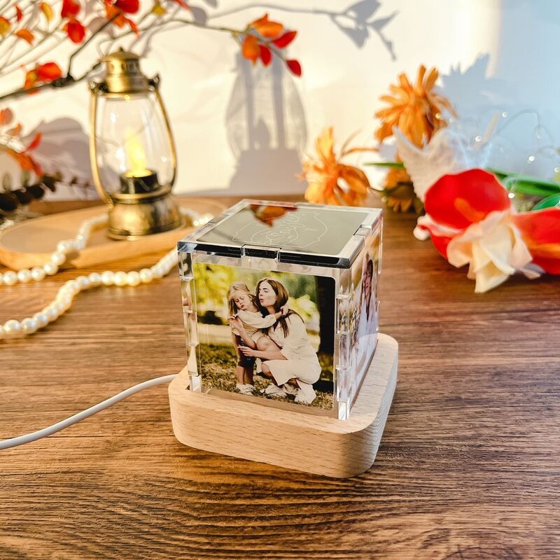 Veilleuse acrylique avec photo personnalisée,pour papa/mama