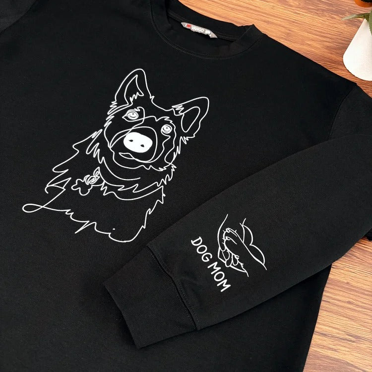 Sweat à capuche impression personnalisé avec contour d'animal de compagnie – Sweat-shirt/t-shirt à point unique.
