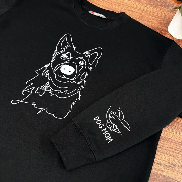 Sweat à capuche impression personnalisé avec contour d'animal de compagnie – Sweat-shirt/t-shirt à point unique.