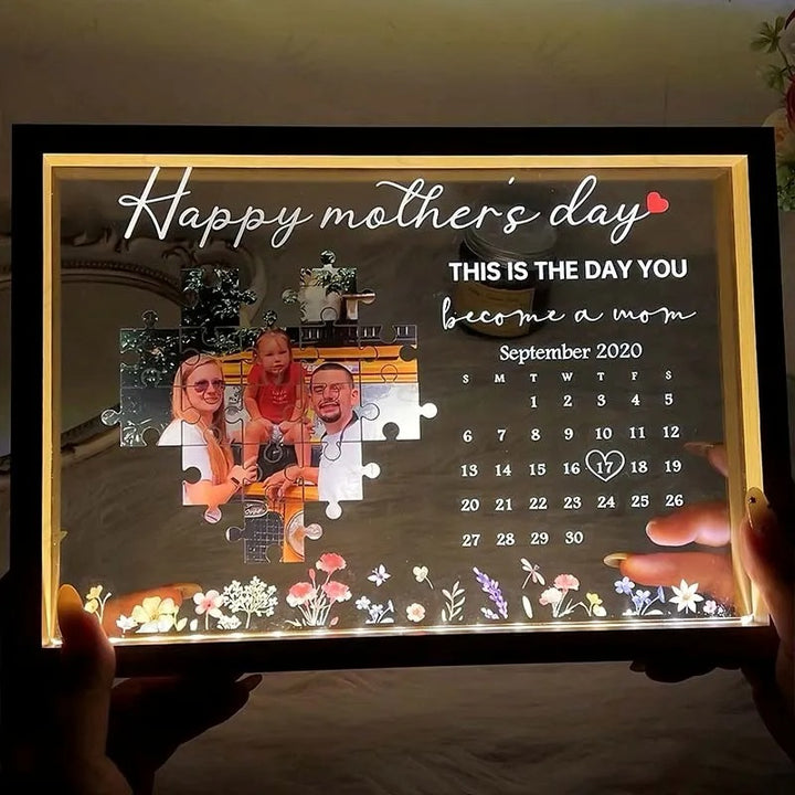 LE JOUR OÙ TU ES devenue maman-Boîte lumineuse personnalisée pour parents