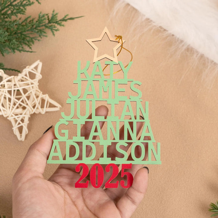 Décoration de sapin de Noël personnalisée avec nom, ornement familial 2025