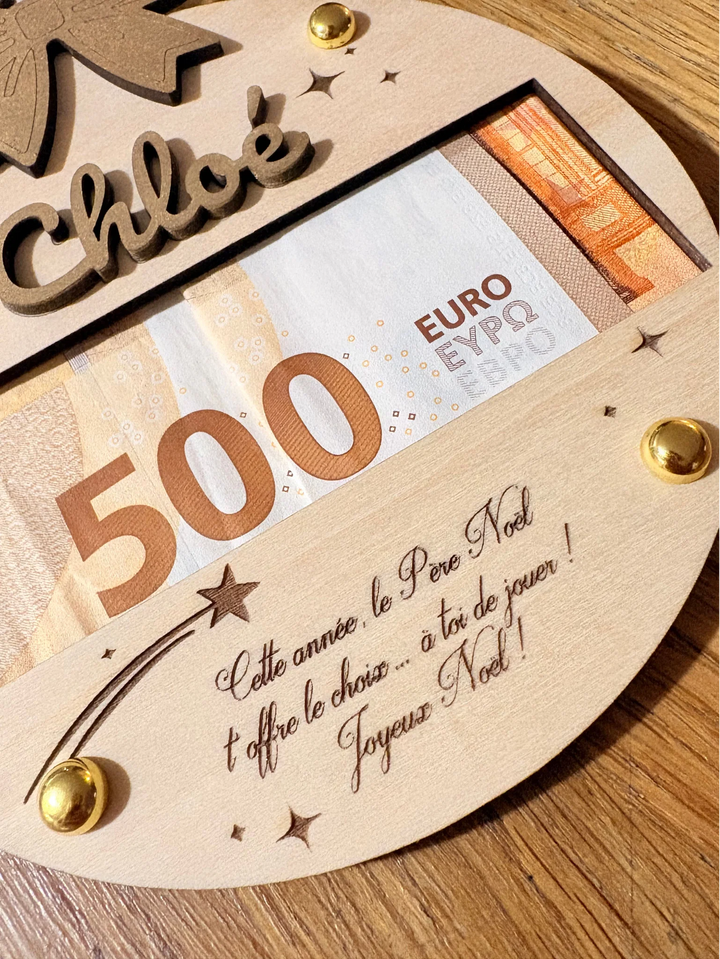 Ornement de Noël en bois personnalisé pour offrir de l'argent