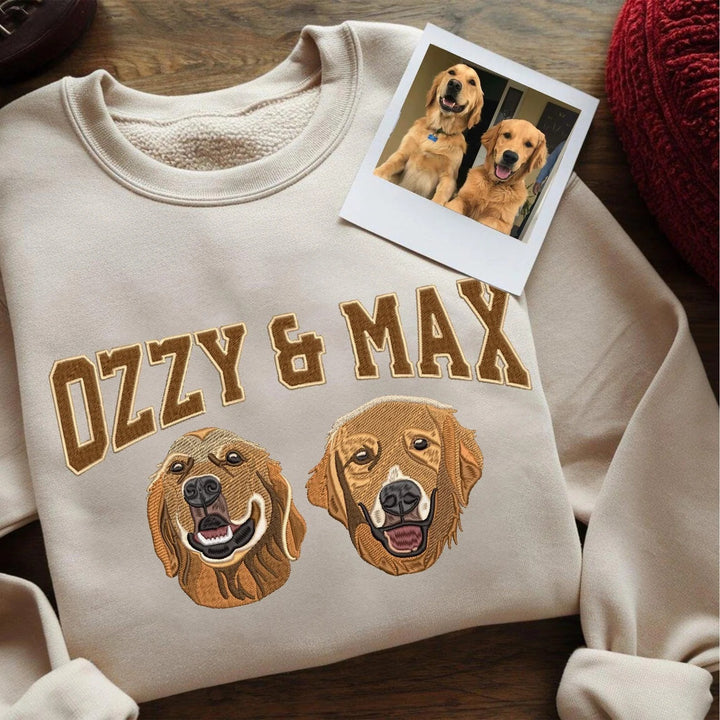 Sweat-shirt brodé personnalisé avec le visage et le nom de votre animal de compagnie, cadeau souvenir pour les amoureux des animaux
