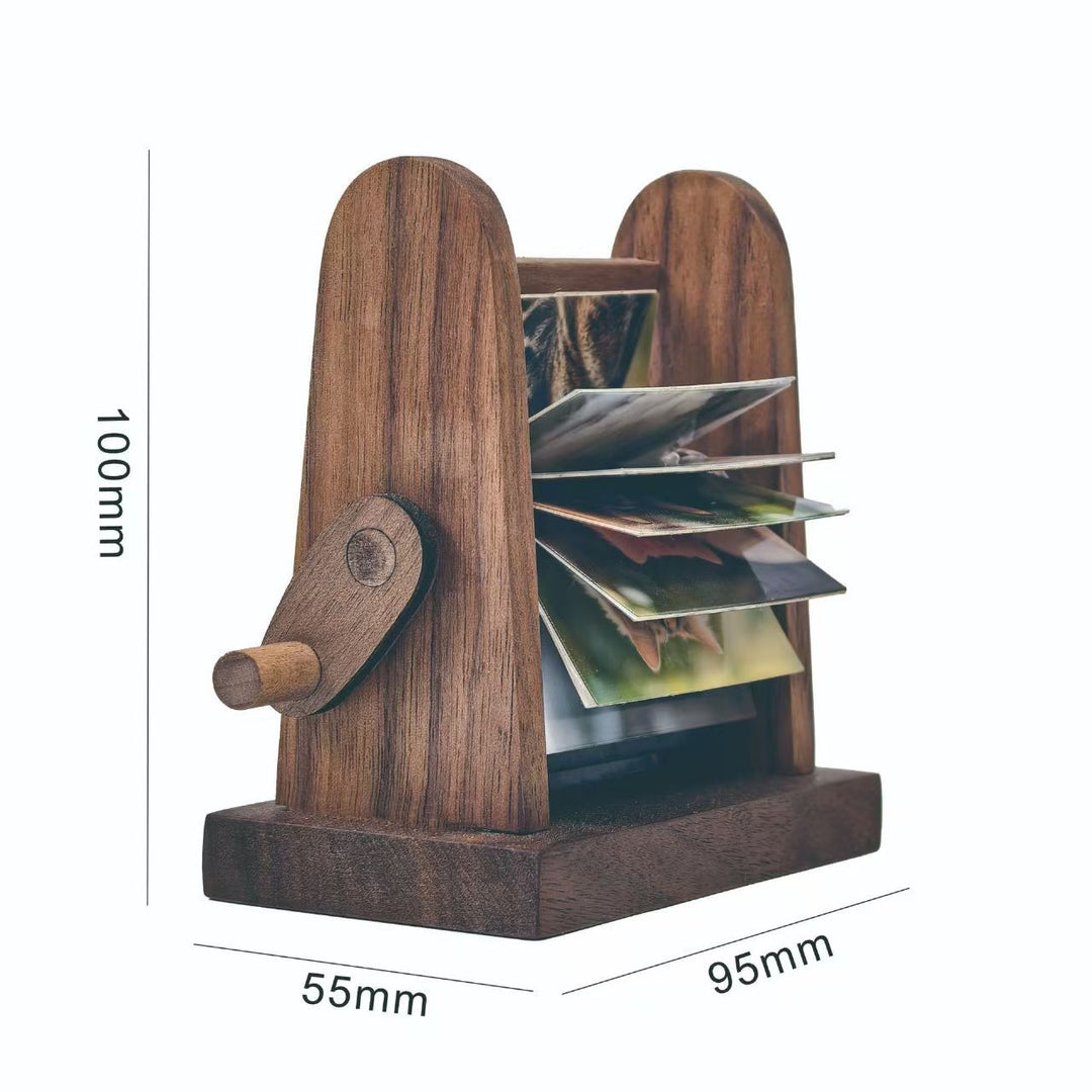 Boîte à album photo à rabat en bois sur mesure, à manivelle