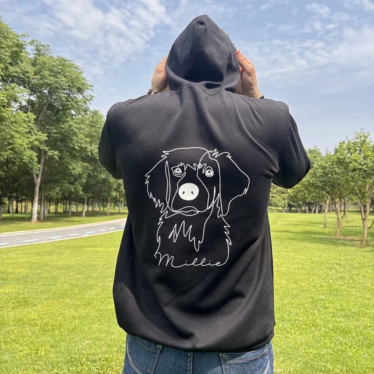 Sweat à capuche impression personnalisé avec contour d'animal de compagnie – Sweat-shirt/t-shirt à point unique.