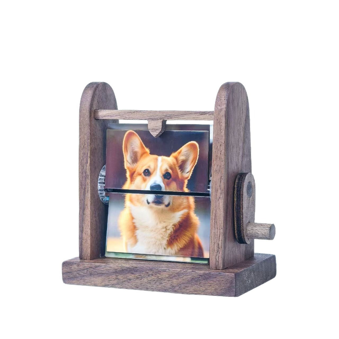 Boîte à album photo à rabat en bois sur mesure, à manivelle