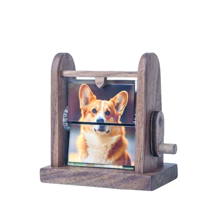 Boîte à album photo à rabat en bois sur mesure, à manivelle