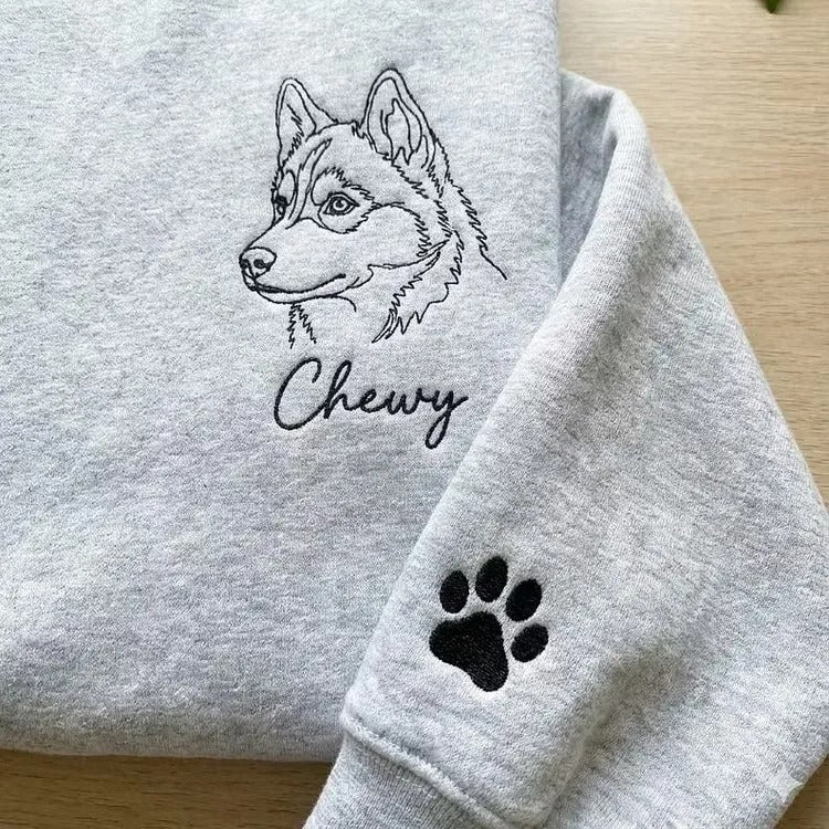 Sweat-shirt brodé avec portrait d'animal de compagnie, un cadeau pour les amoureux des animaux