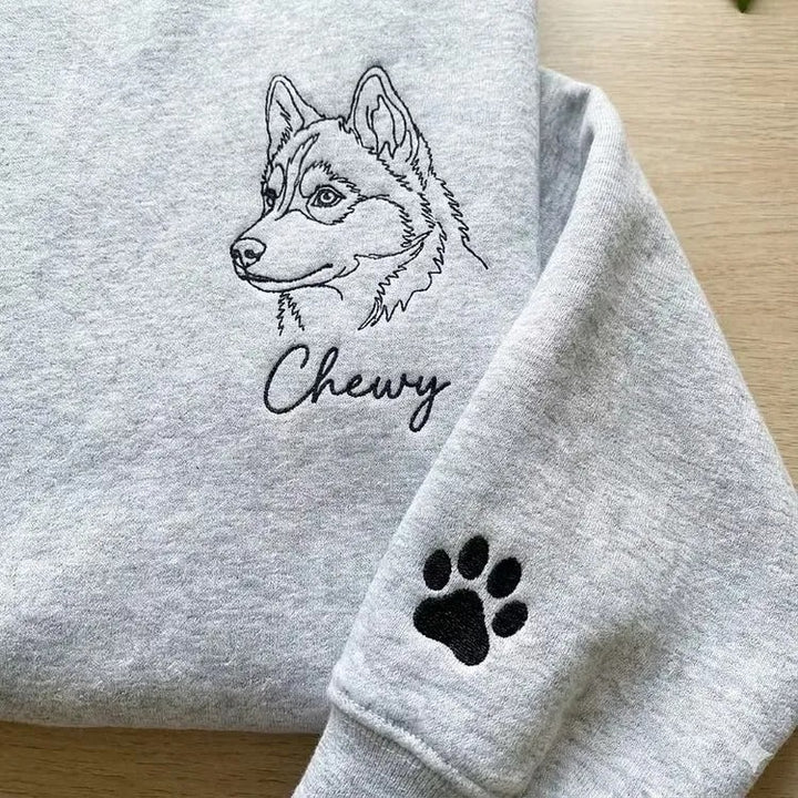 Sweat-shirt brodé avec portrait d'animal de compagnie, un cadeau pour les amoureux des animaux