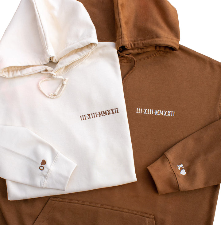 2025 Sweat-shirt pour couple avec date et chiffres romains brodéssur mesure