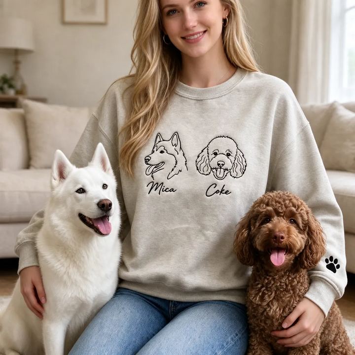 Sweat-shirt brodé avec portrait d'animal de compagnie, un cadeau pour les amoureux des animaux