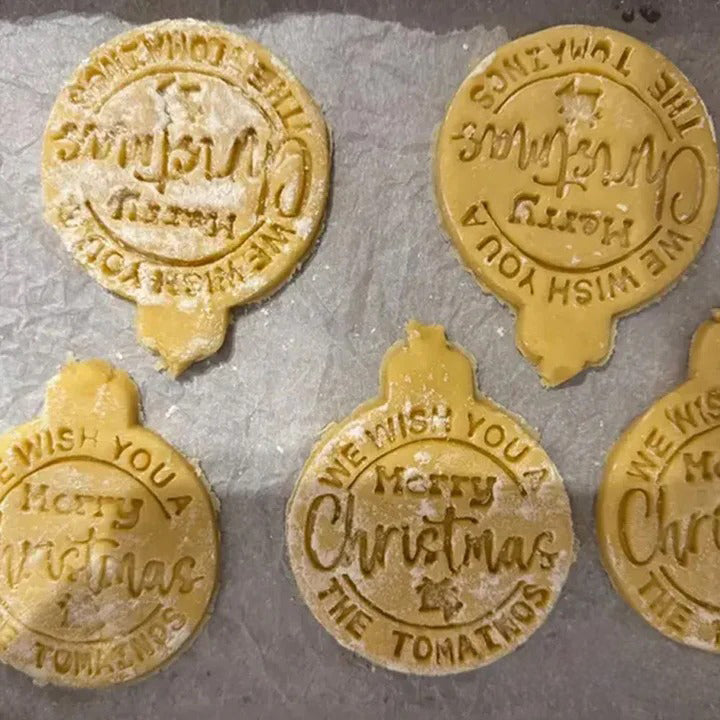 2025 Ensemble de tampons à biscuits de Noël personnalisés avec nom de famille personnalisé