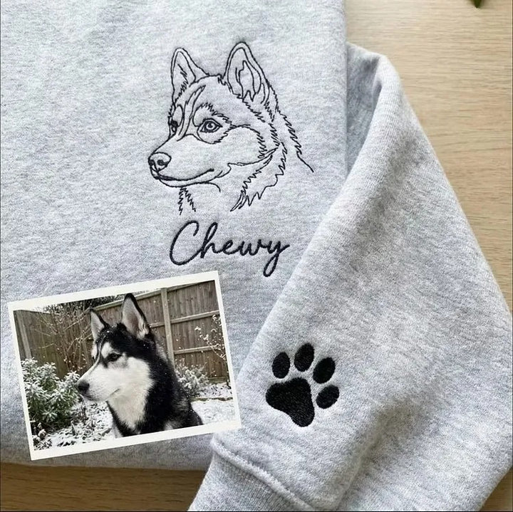 Sweat-shirt brodé avec portrait d'animal de compagnie, un cadeau pour les amoureux des animaux