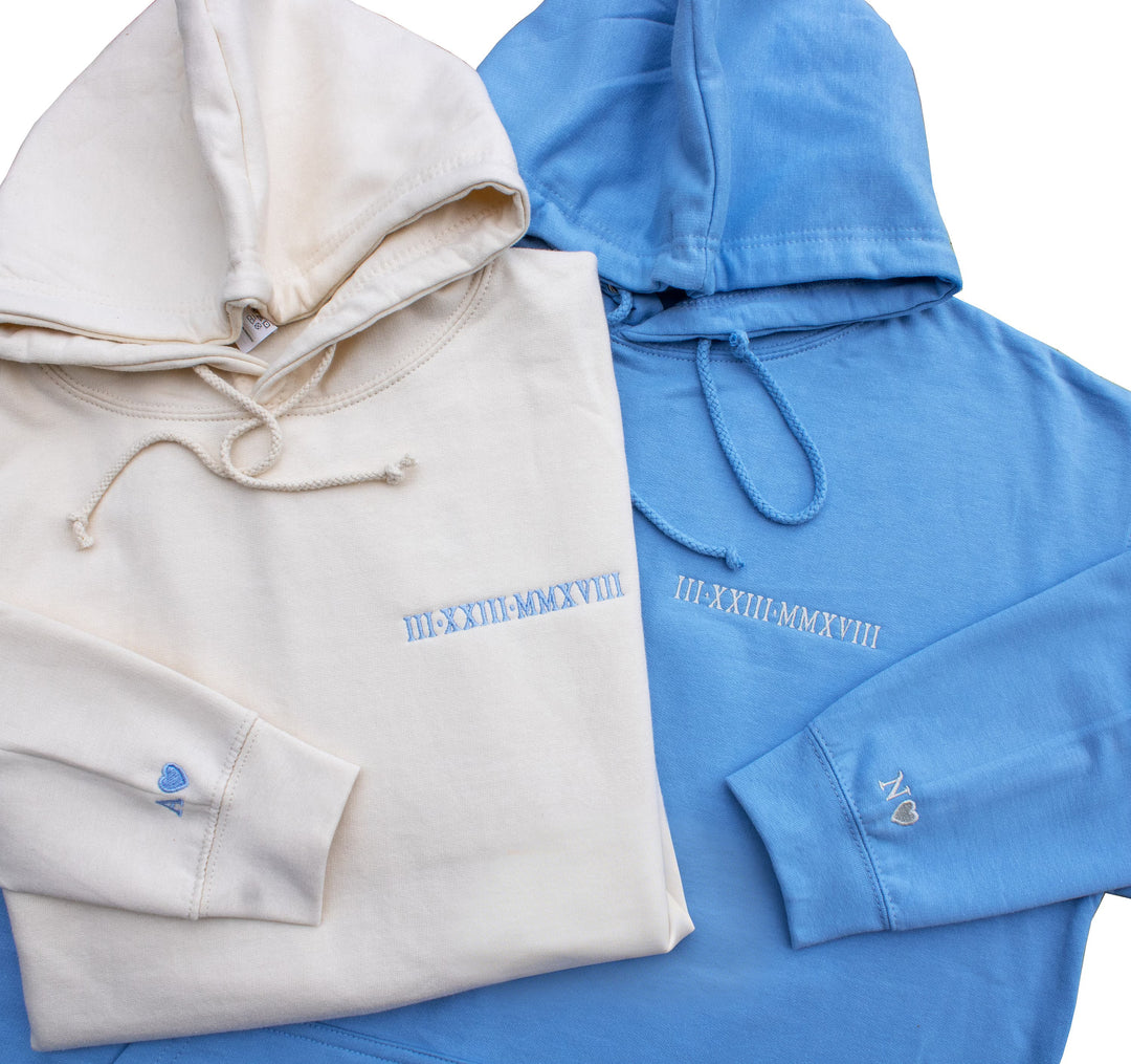 2025 Sweat-shirt pour couple avec date et chiffres romains brodéssur mesure